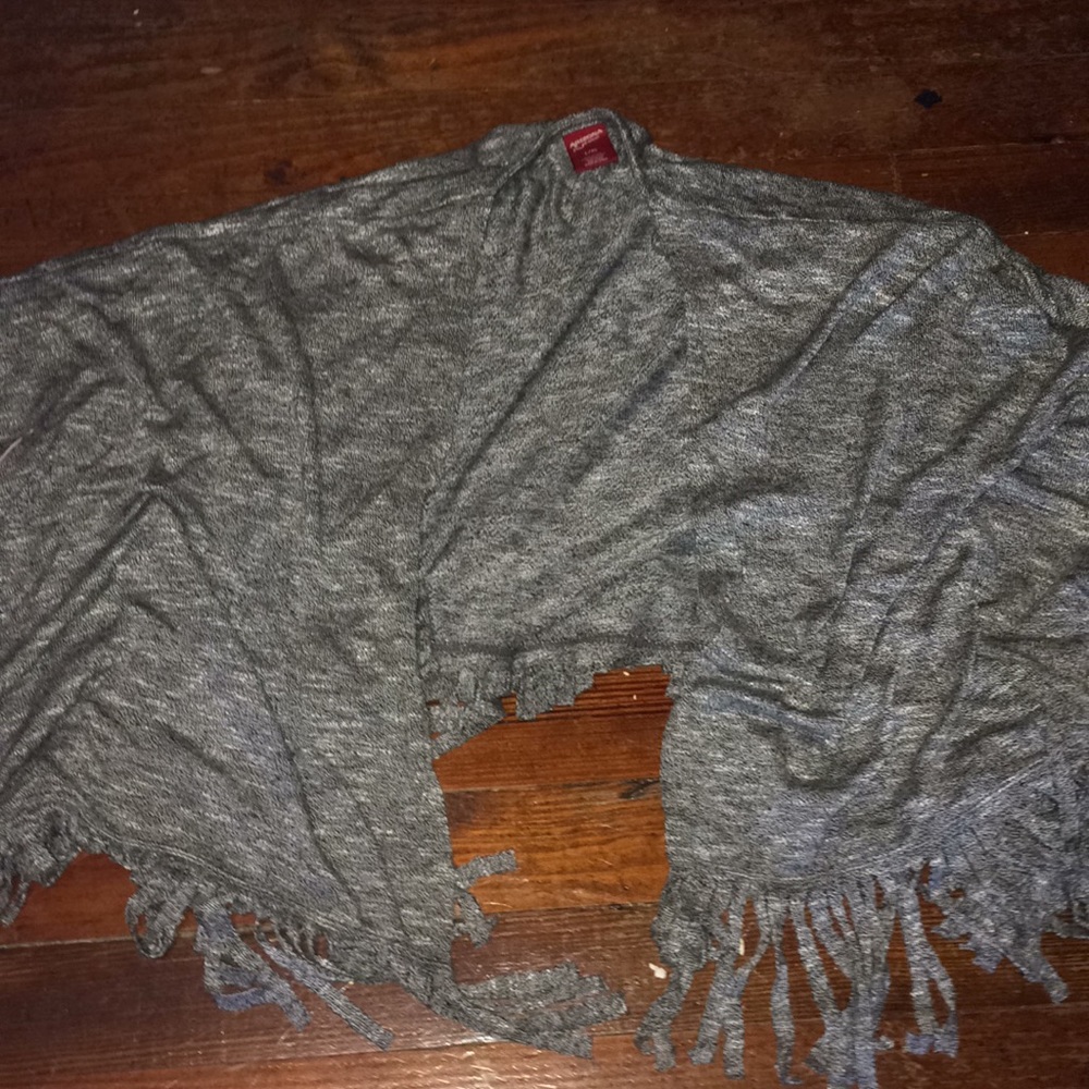 Grey fringy cardigan